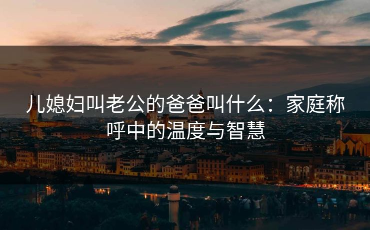 儿媳妇叫老公的爸爸叫什么：家庭称呼中的温度与智慧
