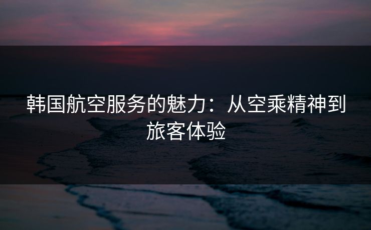 韩国航空服务的魅力：从空乘精神到旅客体验
