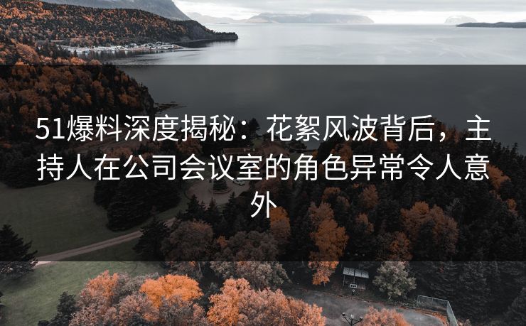 51爆料深度揭秘：花絮风波背后，主持人在公司会议室的角色异常令人意外