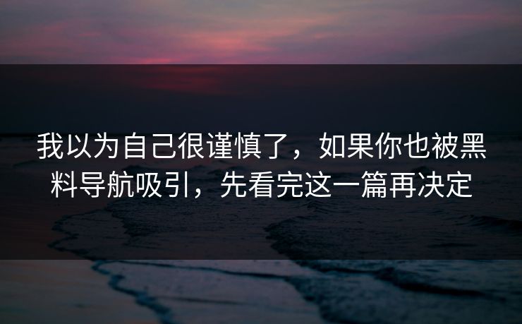 我以为自己很谨慎了，如果你也被黑料导航吸引，先看完这一篇再决定
